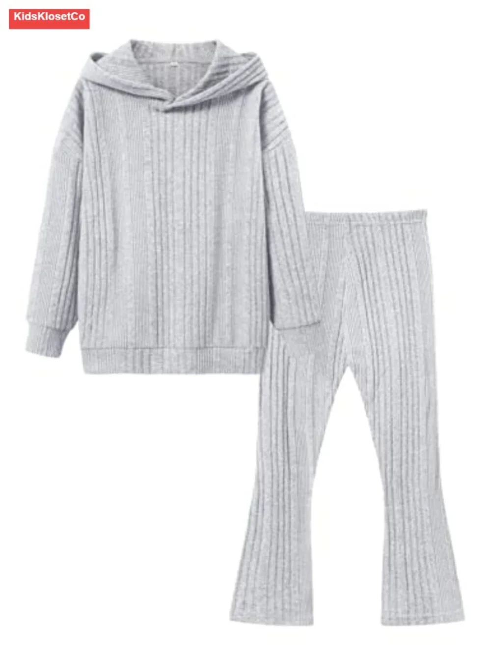 Girls 2 Piece Fall Outfit Long Sleeve Hoodie Flared Pants Set Bell Bottom